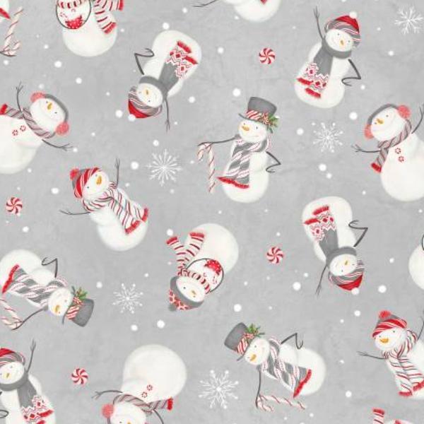 Frosty Merry Mints Snowmen Gray By Danielle Leone Collection For Wilmington