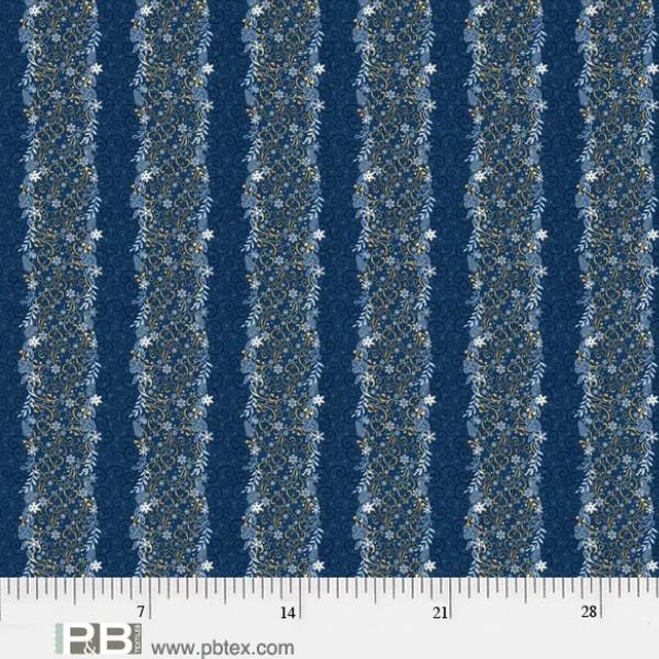 Christmas Shimmer Stripe Navy W Gold Metallic By Jennifer Ellory For P & B Textiles