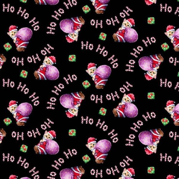 Furry And Bright Kittens With Gifts Black By Kyomi Harai For Studio E Fabrics