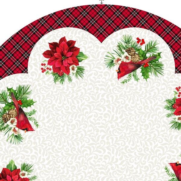 Cardinal Xmas Tree Skirt White Multi Panel By Cardinal Christmas For Northcott