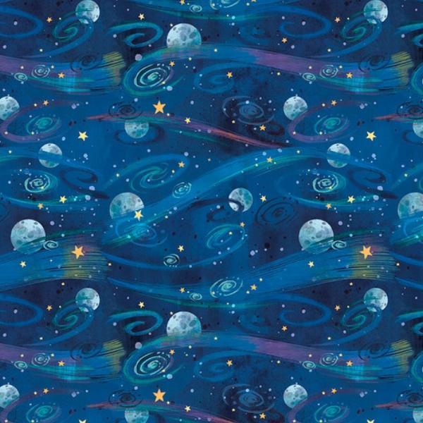 Blast Off! Night Sky With Planets And Stars From Blank Quilting