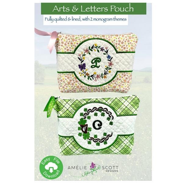 Arts And Letters Pouch Machine Embroidery Designs From Amelie Scott Designs