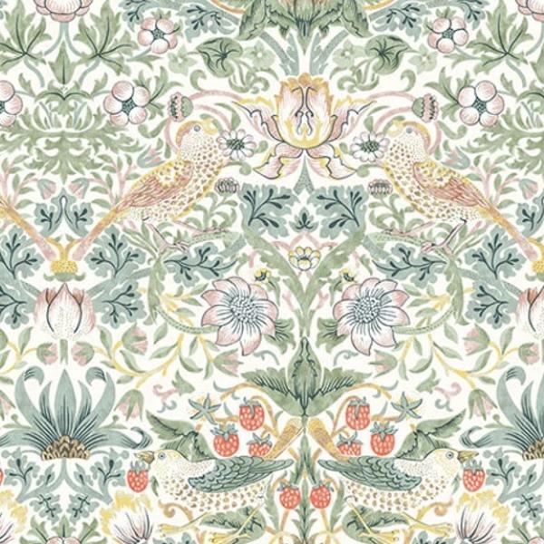 Leicester Strawberry Thief In Olive By The Originial Morris & Co For Free Spirit Fabricsfabrics