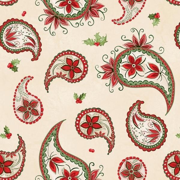 Tartan Holiday Cream Paisley Toss By Danielle Leone For Wilmington Prints