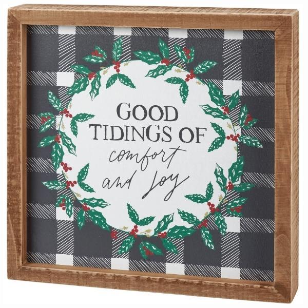 Good Tidings Of Comfort Inset Box Sign By Annie Quiglet For Primitives By Kathy