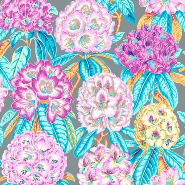 Kaffe Fasset Rhododendrons Grey By Philip Jacobs For Free Spirit 