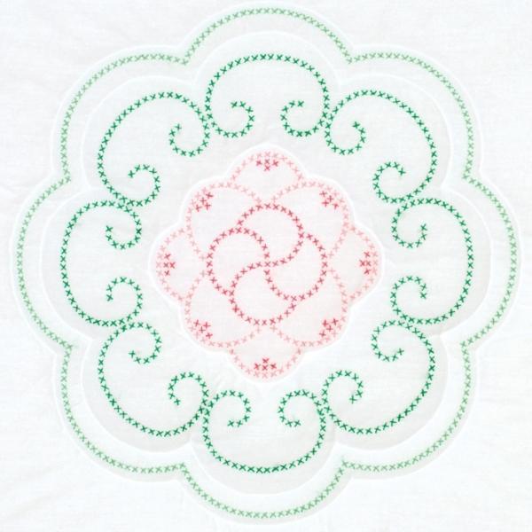 Cross-Stitch Flower 18" Quilt Blocks From Jack Dempsey Inc