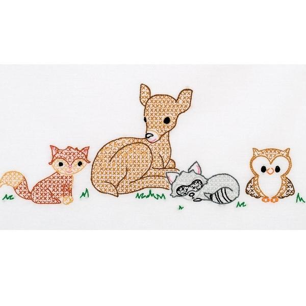 Deer & Friends Children'S Pillowcase Cross Stitch Pattern From Jack Dempsey Inc