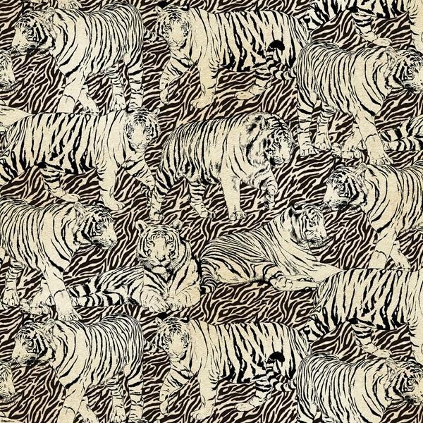 Jungle Queen Tiger Toile Cream/Black By Beth Hoselton For Northcott Fabrics