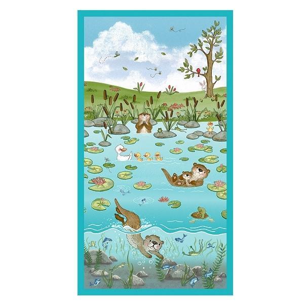 River Romp Teal 24" Panel by Sharon Kuplack for Henry Glass 