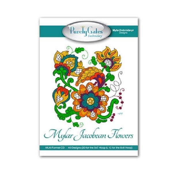 Mylar Jacobean Flowers Embroidery Cd Pattern From Purely Gates