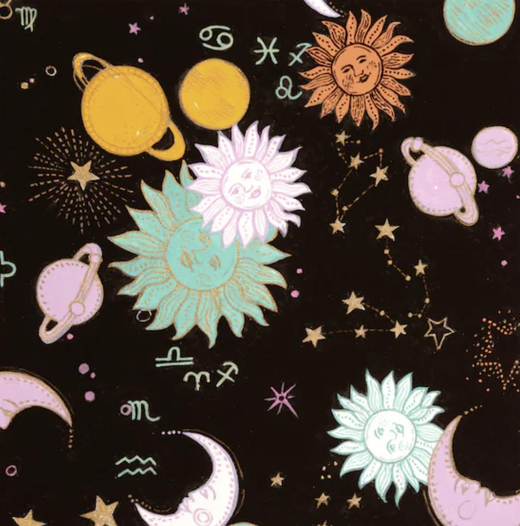 Zodiac Sky Metallic Black By Nicole De Leon For Alexander Henry Fabrics 