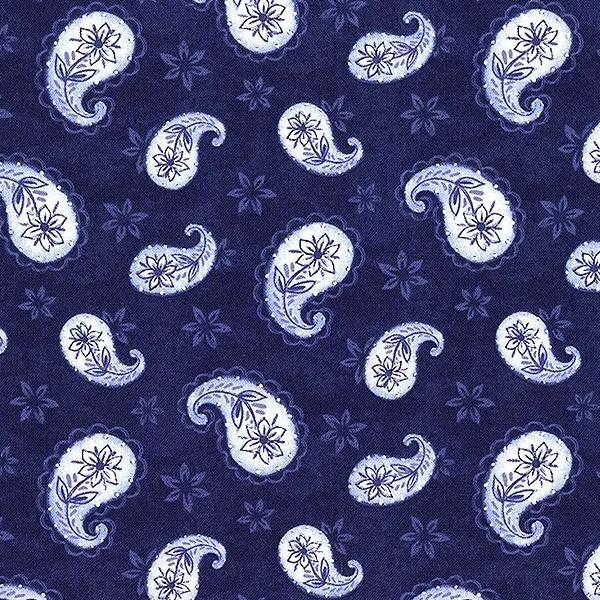 Blooming Blue Navy Paisley Toss By Danielle Leone For Wilmington Prints