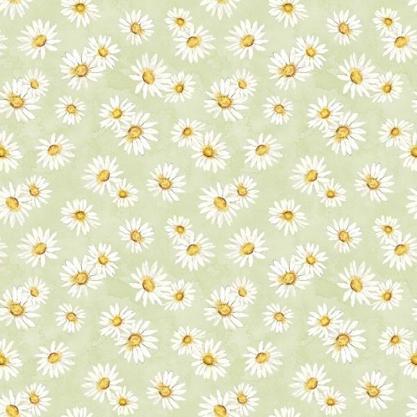 Zest For Life Green Daisy Toss By Cynthia Coulter For Wilmington Prints