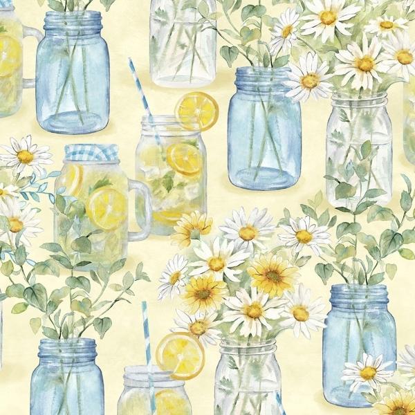 Zest For Life Mason Jars All Over Yellow By Cynthia Coulter For Wilmington Prints