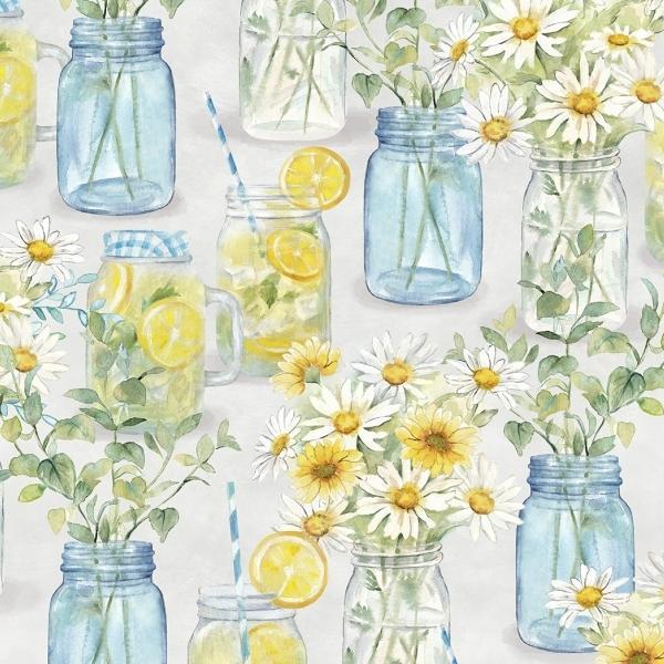 Zest For Life Mason Jars All Over Gray By Cynthia Coulter For Wilmington Prints