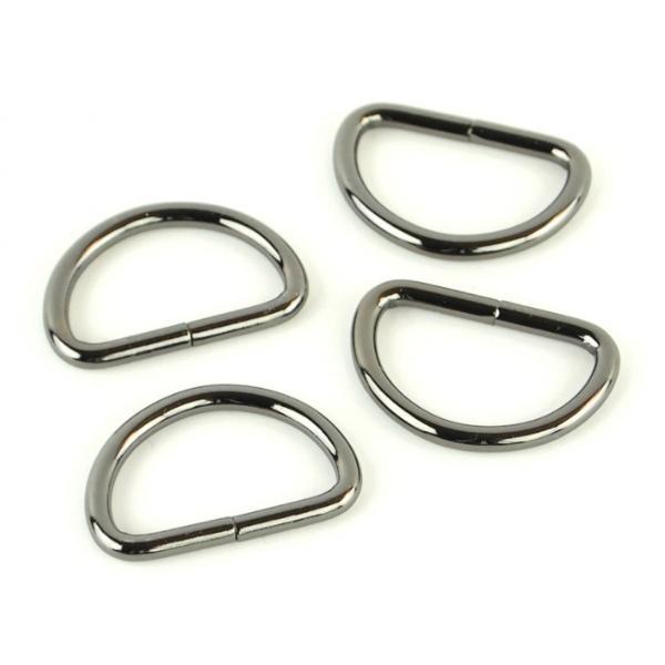 1 Inch D-Rings in Gunmetal, Four D-Rings 