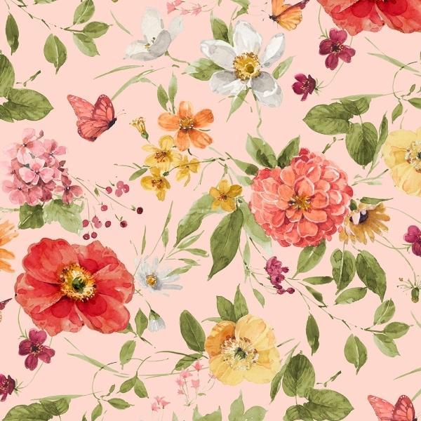 Blessed By Nature Peach Medium Florals By Lisa Audit For Wilmington Prints