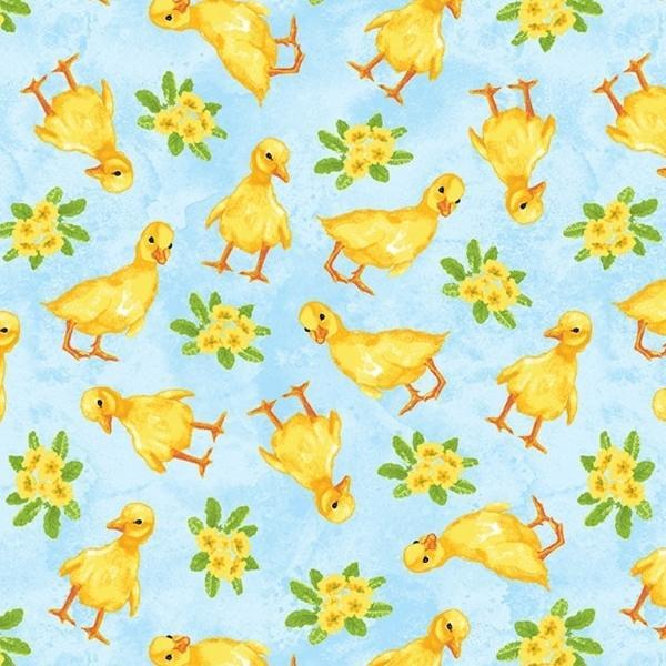 Spring Is Hare Light Blue Ducklings By Studioevav For Blank Quilting