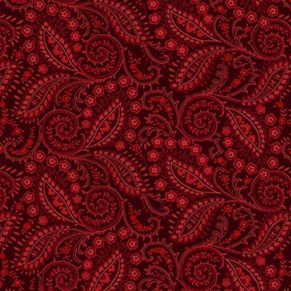 Quiet Grace Swirled Paisley Cranberry By Kim Diehl For Henry Glass 