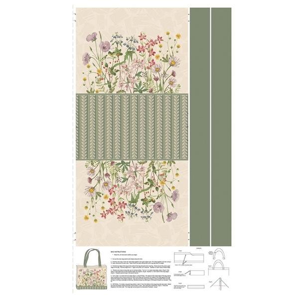 Botanical Journal Canvas Tote Bag Panel By Smithsonian Institutuon For Marcus Fabrics 