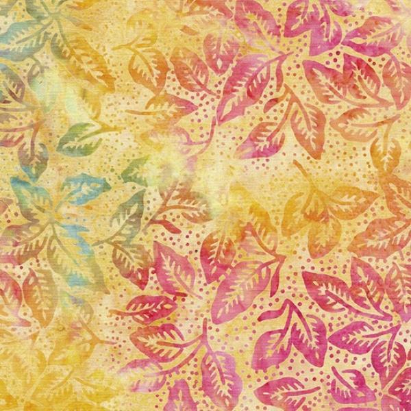 Copper Patina Batik Leaves Orange Cantaloupe From Island Batik 