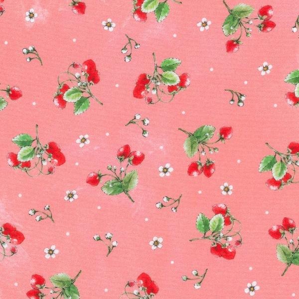 Strawberry Season Blooming Berries Pink By Briar Hill Designs For Robert Kaufman