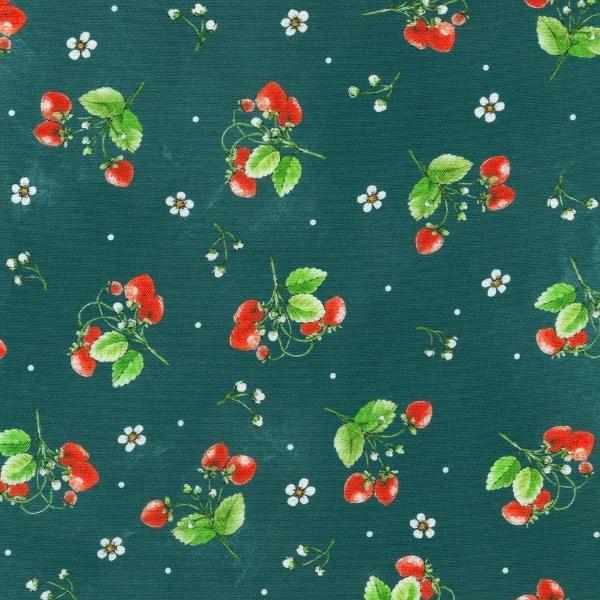 Strawberry Season Blooming Berries Green By Briar Hill Designs For Robert Kaufman