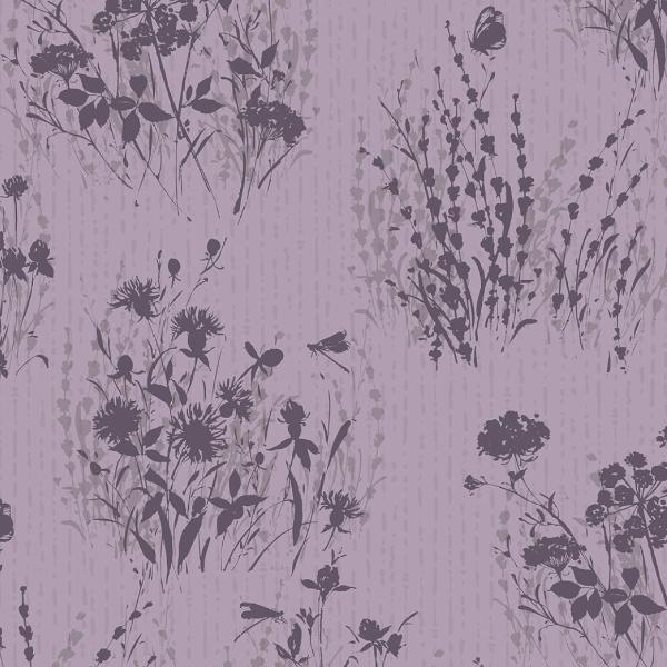 Au Naturel Purple Floral Silhouettes By Lisa Audit For Wilmington Prints 