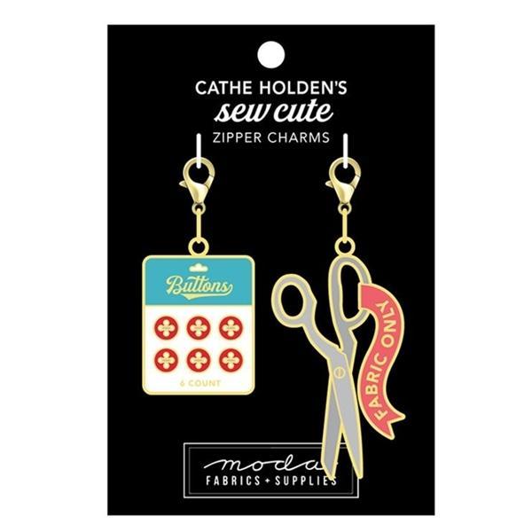 Scissor & Buttons Zipper Charms 