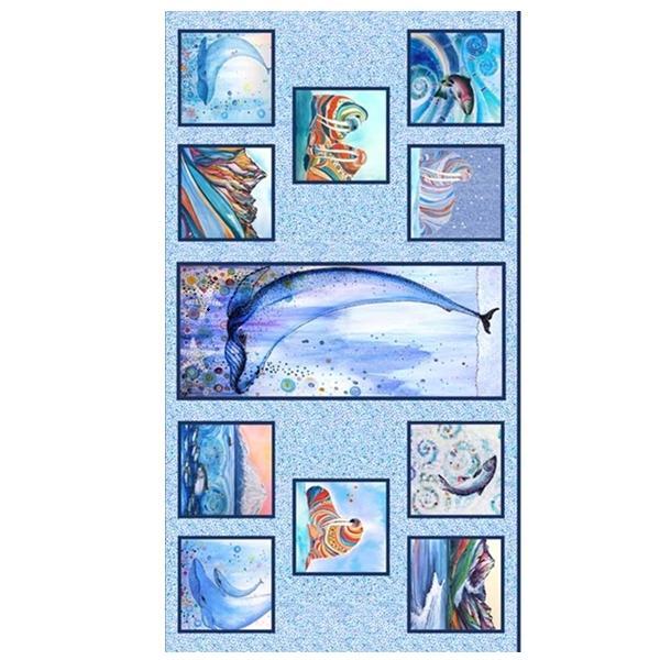 Wild Waters Sea Animals Block Panel By Dawn Gerety For P&B Textiles