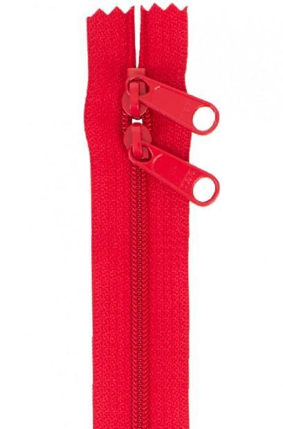 Double Slide Handbag Zipper, 40In Hot Red