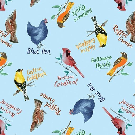 Mid-Atlantic Shop Hop Birds Blue From Benartex 