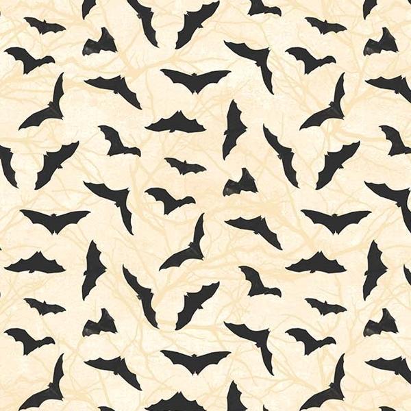 Hallow's Eve Bats Cream by Cerrito Creek Studio for Northcott Fabrics 