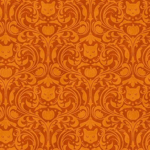 Hallow'S Eve Orange Damask By Cerrito Creek Studio For Northcott Fabrics