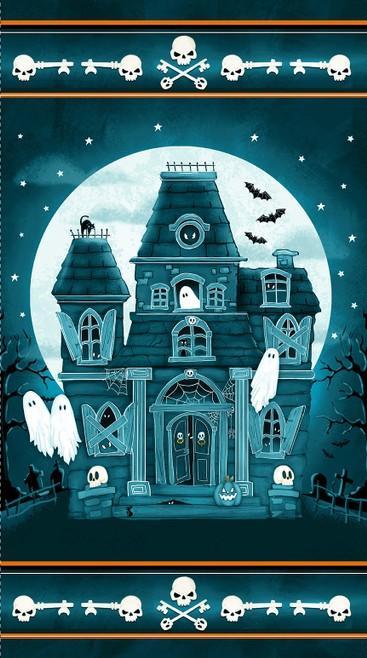 Welcome Foolish Mortals Haunted House Panel By Shelly Comiskey For Henry Glass Fabrics