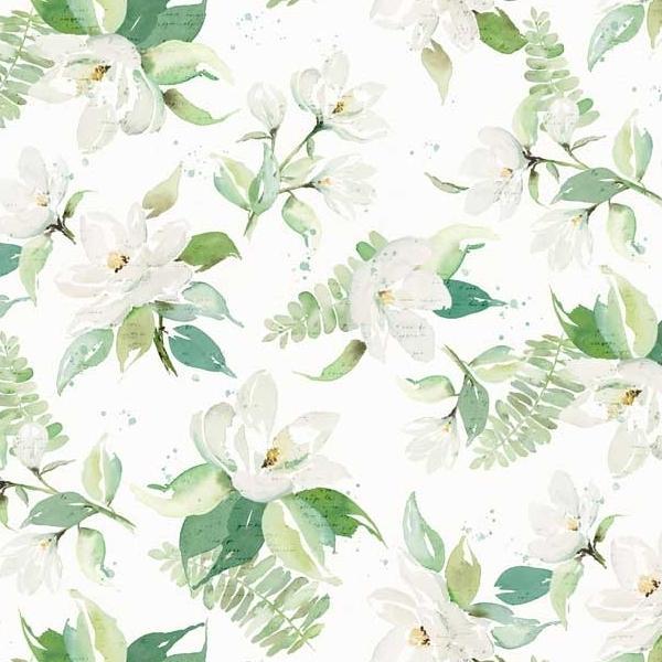 Sweet Magnolia Large Floral White By Deane Beesley For P&B Textiles