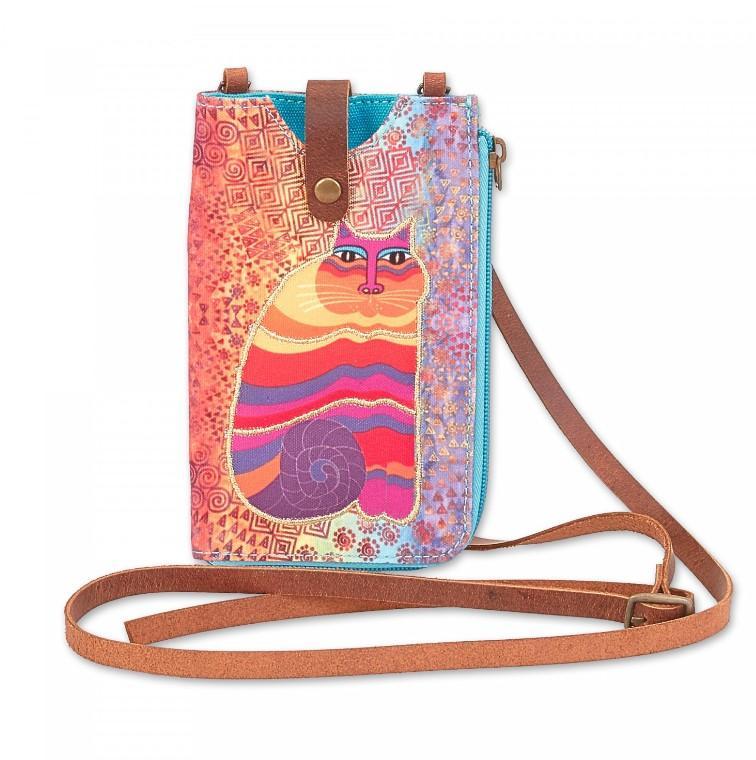 Rainbow Feline Phone Storage Crossbody Bag By Laurel Burch