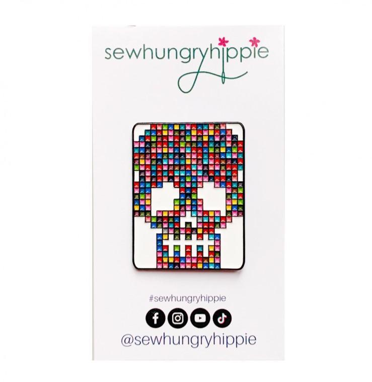 Patchwork Skull Enamel Pin From Sewhungyhippie