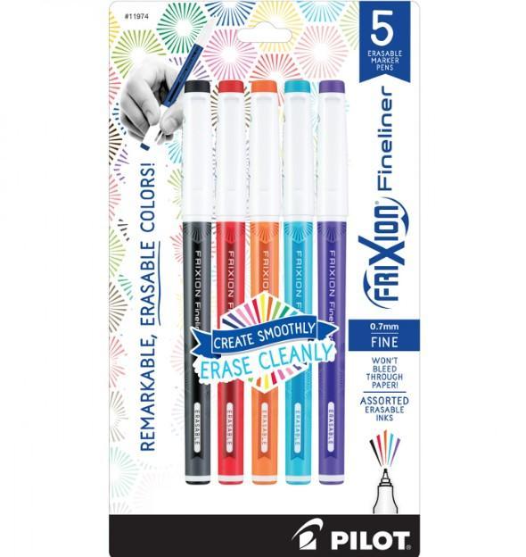 Pilot Frixion Fineliner Pens, 5 Pack 