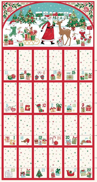 Christmas Wishes Advent Calendar Panel By Makower Uk For Andover Fabrics