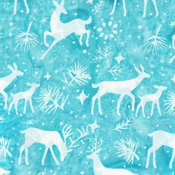 Peppermint Sprinkles Batik Deer Teal Scuba From Island Batik 