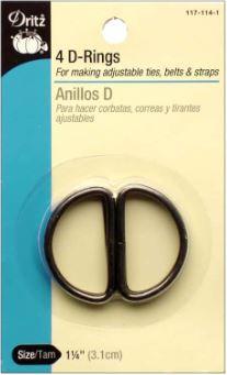 Dritz D-Rings, 1-1/4" Black, 4 ct.