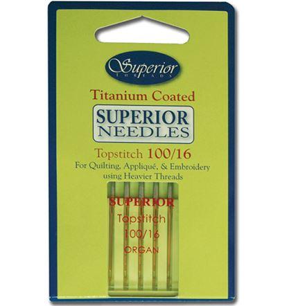 Titanium Coated Topstitch Needles, Size 100/16 From Superior