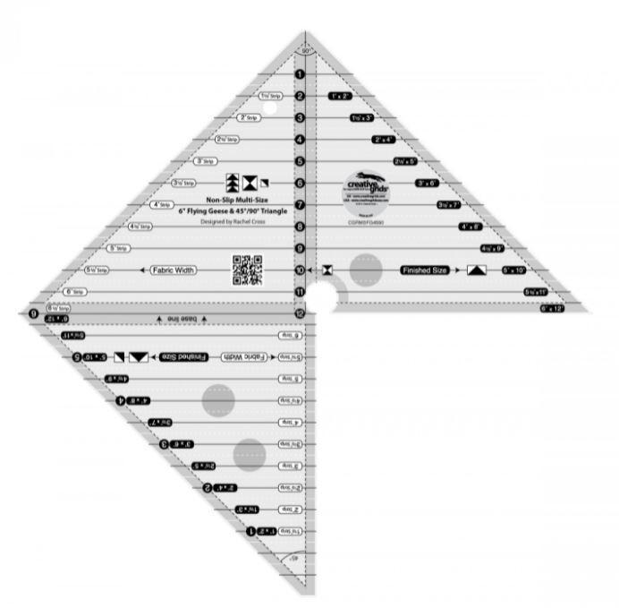 Multi Size 6 Inch Flying Geese & 45/90 Degree Triangle Ruler