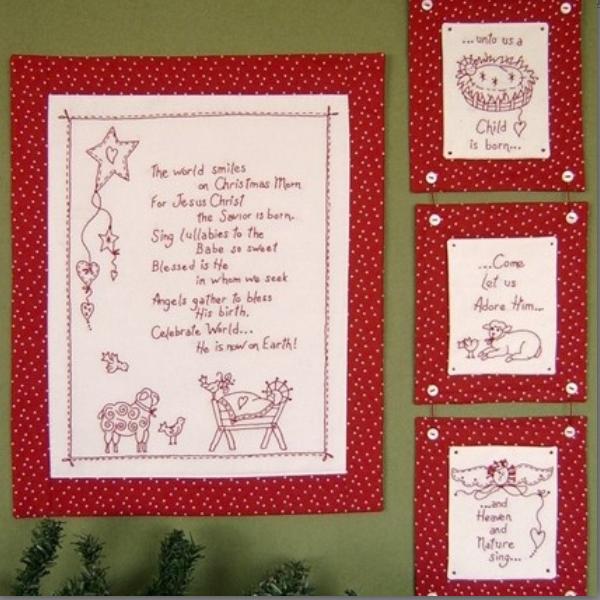 Christmas Prayer Redwork Fro Bird Brain Designs