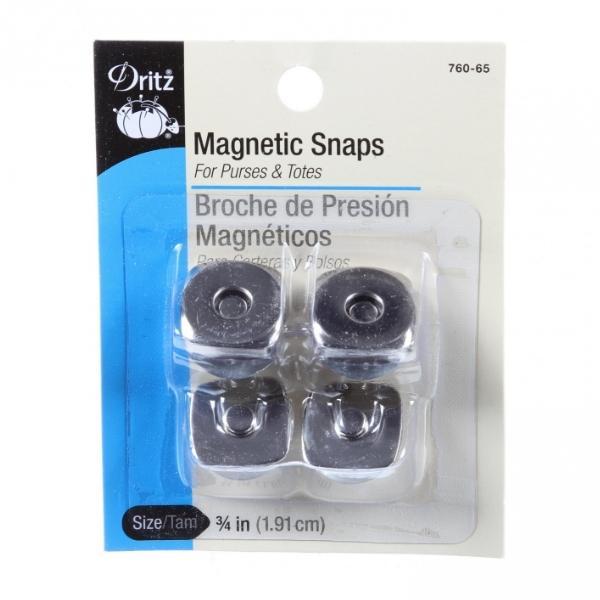 Magnetic Snaps, Nickel Finish, Square 3/4 inch from Dritz - 2 sets