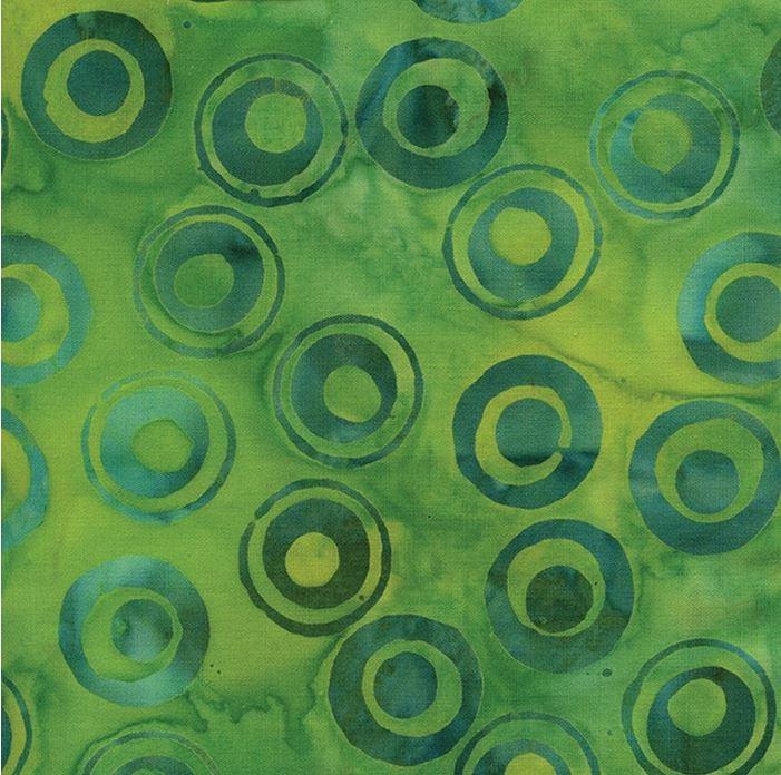 Teal Blue & Lime Green Circles Batik