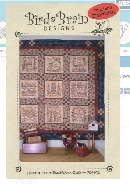 Home & Heart Blackwork Quilt Machine Embroidery from Bird Brain Designs