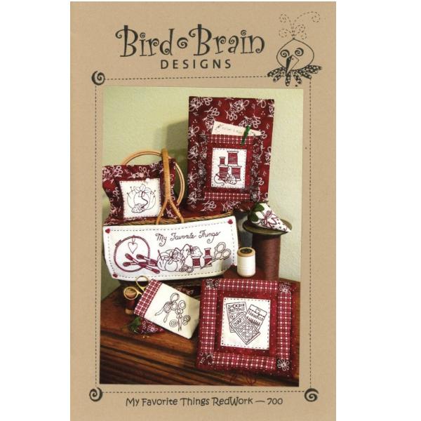 My Favorite Things Redwork Machine Embroidery From Bird Brain Designs